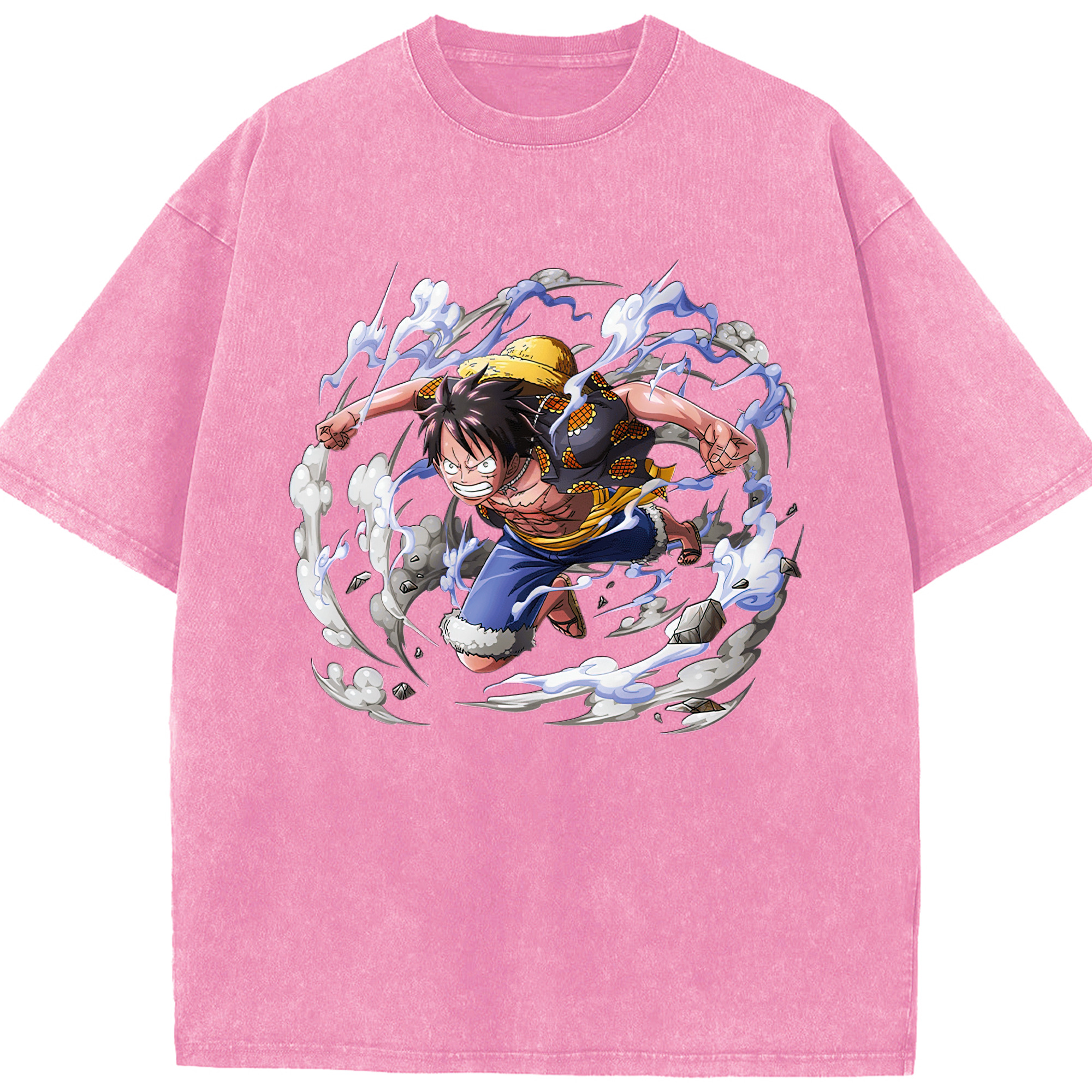 ワンピース モンキー・D・ルフィ ONE PIECE Monkey D. Luffy 綿100% ヴィンテージ風 半袖Tシャツ（フロントプリント）
